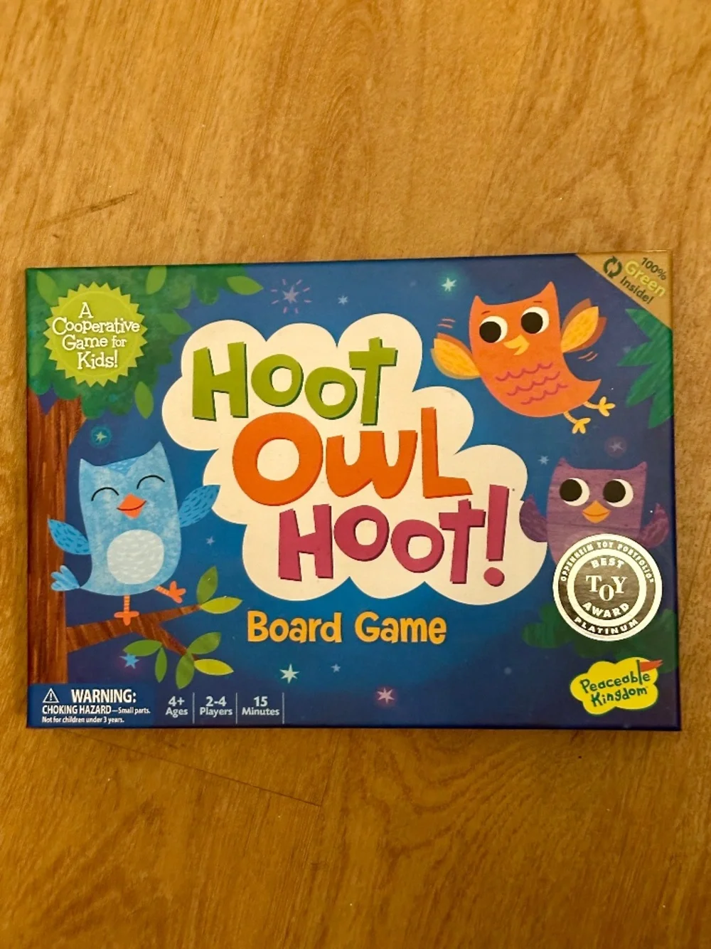 NEW Peaceable Kingdom Hoot Owl Hoot Cooperative Preschool Board Game